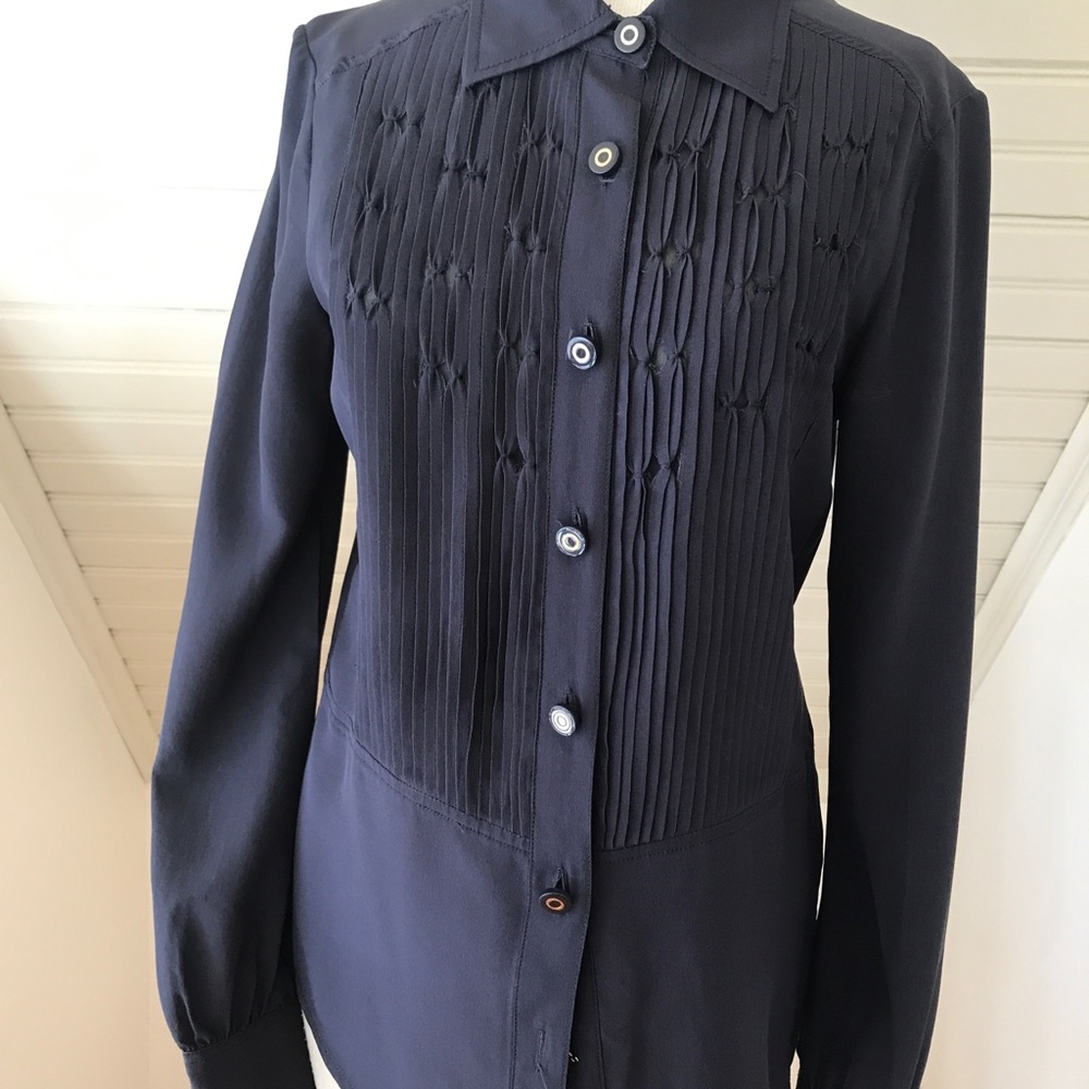Tory Burch navy silk blouse size 4